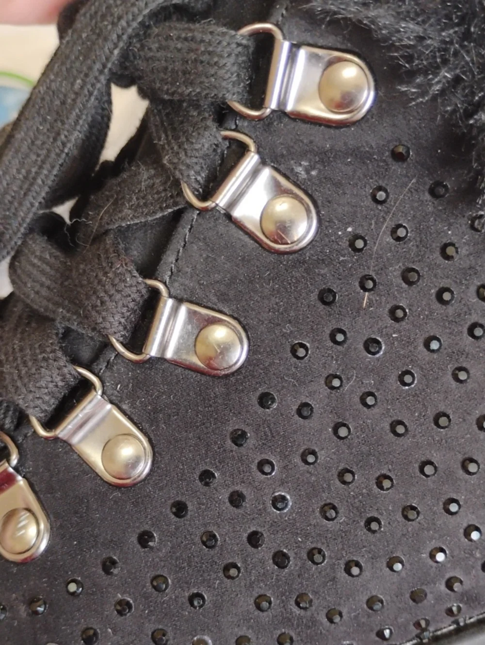 Justice Black Faux-Fur Lace-Up Winter Boots With Studded Accents 8